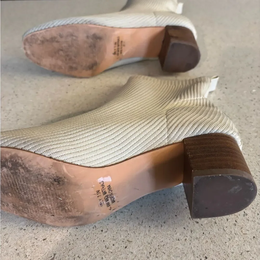 Beige Ribbed Sweatered Ankle Boots by Joie